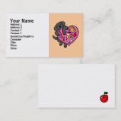 Carte De Visite Bande dessinée noire de coeur de Labrador et de (Devant / Derrière)