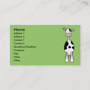 Carte De Visite Bande dessinée noire et blanche de vache. Avant