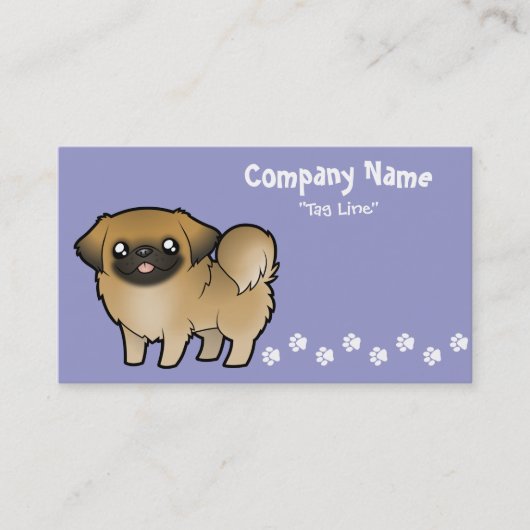 Carte De Visite Bande dessinée Pekeingese (chiot coupé) (Devant)