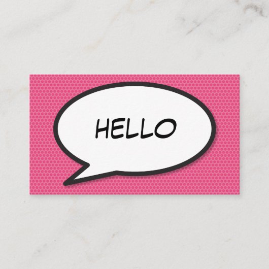Carte De Visite Bande dessinée Pop Art BONJOUR (Devant)