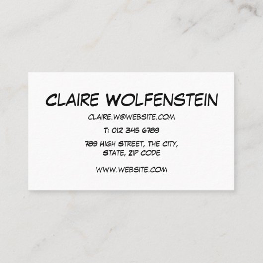 Carte De Visite Bande dessinée Pop Art HELLO (Dos)