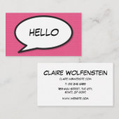 Carte De Visite Bande dessinée Pop Art HELLO (Devant / Derrière)