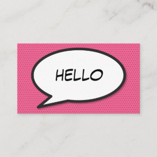 Carte De Visite Bande dessinée Pop Art HELLO Pink