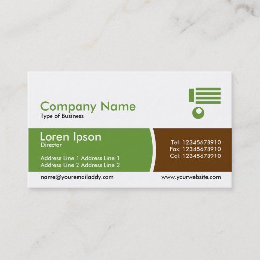 Carte De Visite Bande Divisée Arc - Vert et Brown (Devant)