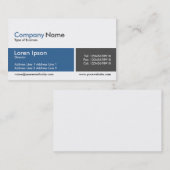 Carte De Visite Bande divisée bleu et gris foncé (Devant / Derrière)