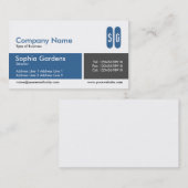 Carte De Visite Bande divisée bleu et gris foncé - Initiales (Devant / Derrière)