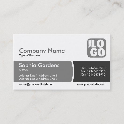 Carte De Visite Bande divisée - Nuances de gris - Logo (Devant)