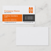 Carte De Visite Bande divisée - Orange et gris foncé - Initiales (Devant / Derrière)