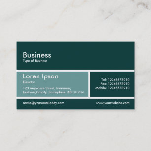 Carte De Visite Bande divisée v2 Ocean Green et Dark Green