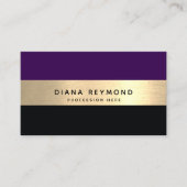 Carte De Visite Bande d'or faux professionnel moderne violet noir (Devant)