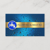 Carte De Visite Bande D'Or Sur Bleu Boutons D'Eau (Devant)