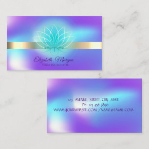 Carte De Visite Bande dorée holographique, Professeur de yoga Lotu