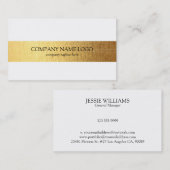 Carte De Visite Bande dorée moderne sur blanc (Devant / Derrière)