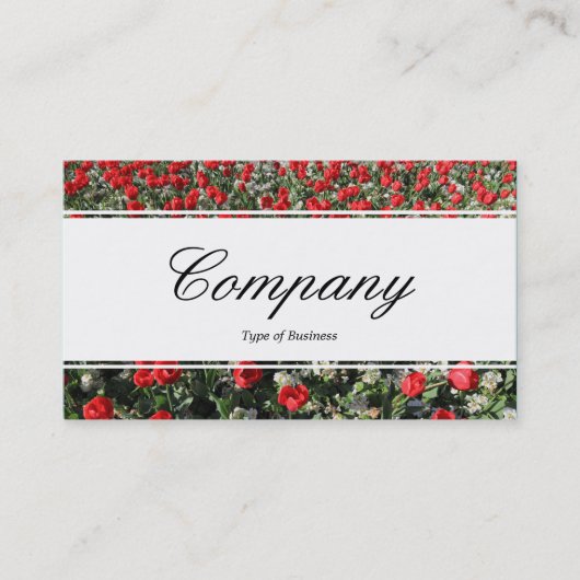 Carte De Visite Bande du centre (bordé) - Script - Tulipes rouges  (Devant)