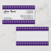 Carte De Visite Bande du centre (frontière de fleurs) - Violet pro (Devant / Derrière)