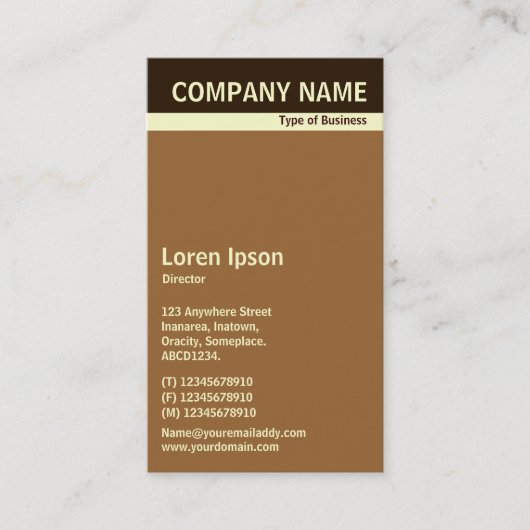 Carte De Visite Bande en-tête V - Brown foncé, crème et Brown (Devant)