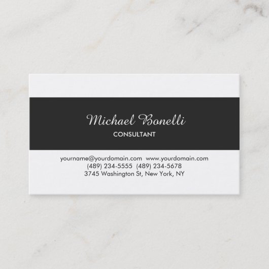 Carte De Visite Bande gris foncé blanc classique (Devant)