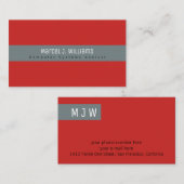 Carte De Visite bande grise professionnelle moderne sur rouge clai (Devant / Derrière)