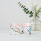 Carte De Visite Bande métallique sur aquarelle Rose Abstrait Gold  (Debout devant)