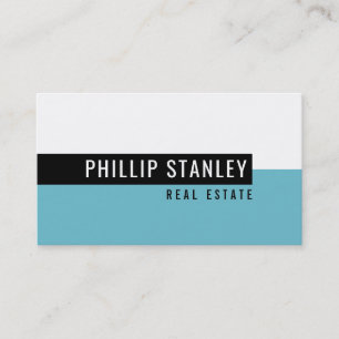 Carte De Visite BANDE MINIMALE MODERNE simple gras noir turquoise
