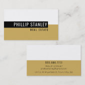 Carte De Visite BANDE MINIMALE MODERNE simple gras noir vieil or (Devant / Derrière)