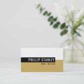 Carte De Visite BANDE MINIMALE MODERNE simple gras noir vieil or (Debout devant)