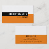 Carte De Visite BANDE MINIMALE MODERNE simple orange noire (Devant / Derrière)