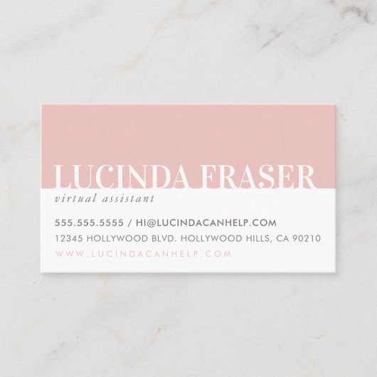 Carte De Visite BANDE MODERNE LIBRE simple rose rose pâle (Devant)