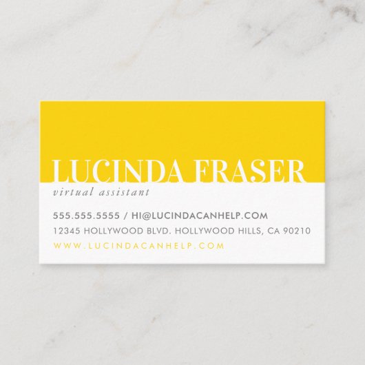 Carte De Visite BANDE MODERNE MODERNE minimale gris jaune simple (Devant)