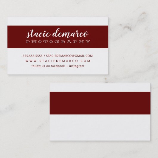 Carte De Visite BANDE MODERNE SIMPLE BLANC clair bordeaux (Devant / Derrière)