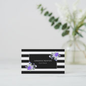 Carte De Visite Bande noire et blanche avec Roses d'argent et de l (Debout devant)