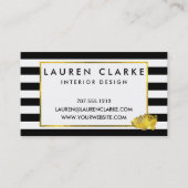 Carte De Visite Bande noire et pivoine d'or de Faux (Devant)