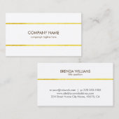 Carte De Visite Bande or simple sur blanc (Devant / Derrière)