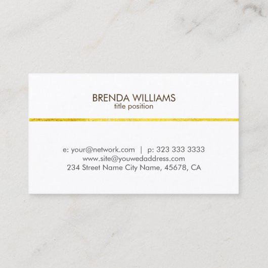 Carte De Visite Bande or simple sur blanc (Dos)