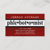 Carte De Visite Bande rouge phlébotomiste (DOUBLE CÔTÉ) (Dos)