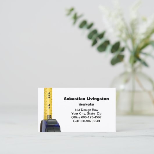 Carte De Visite Bande verticale Jaune Mesure Travaux de constructi (Debout devant)