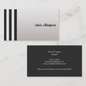Carte De Visite Bande verticale moderne chic noir et blanc (Devant / Derrière)