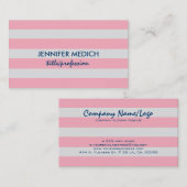 Carte De Visite Bandes blanches et roses (Devant / Derrière)