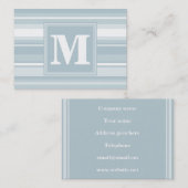 Carte De Visite Bandes bleu glace monogramme (Devant / Derrière)
