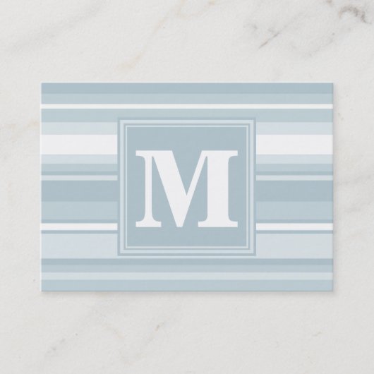 Carte De Visite Bandes bleu glace monogramme (Devant)