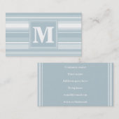 Carte De Visite Bandes bleu glace monogramme (Devant / Derrière)
