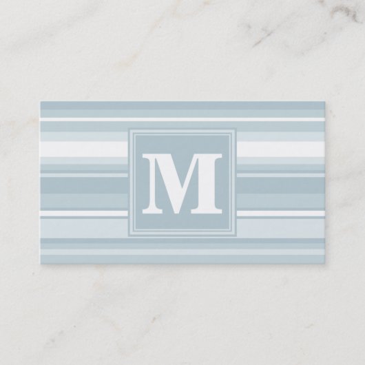 Carte De Visite Bandes bleu glace monogramme (Devant)