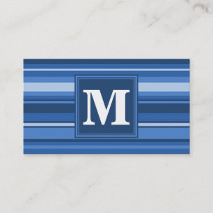 Carte De Visite Bandes bleu monogramme