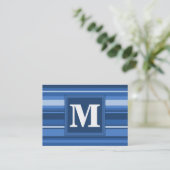Carte De Visite Bandes bleu monogramme (Debout devant)