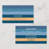 Carte De Visite Bandes bleues horizontales avec orange (Devant / Derrière)