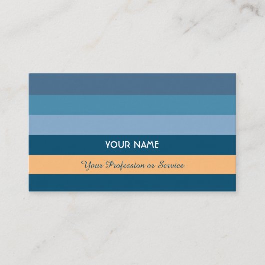 Carte De Visite Bandes bleues horizontales avec orange (Devant)