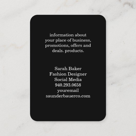 Carte De Visite Bandes Chic Monogrammes (Dos)