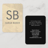 Carte De Visite Bandes Chic Monogrammes (Devant / Derrière)