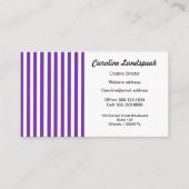 Carte De Visite Bandes chics violettes et blanches (Devant)