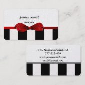 Carte De Visite Bandes d'arc rouge élégantes (Devant / Derrière)